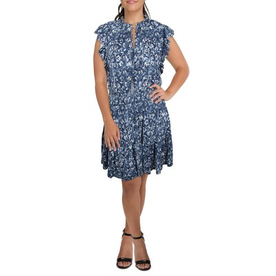 

Женское темно-синее платье миди с оборками и расклешенной юбкой Lauren Ralph Lauren 16 BHFO 5254, Navy