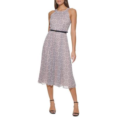 Tommy Hilfiger Womens Chiffon Printed Summer Halter Dress Petites BHFO 5720