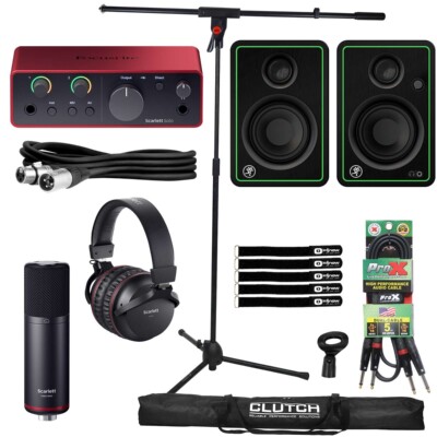 Home Recording Bundle w Mackie CR3-X Speakers Scarlett Solo Studio 4G Interface