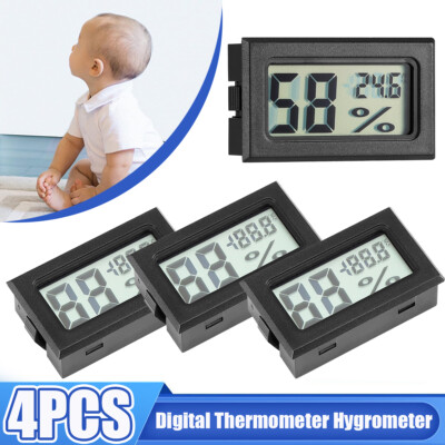 4 x Mini Digital Indoor Thermometer 2 IN 1 Hygrometer Temperature Humidity Meter