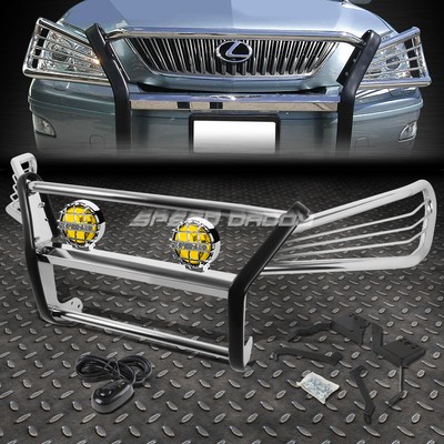 ХРОМИРОВАННАЯ РЕШЕТКА РАДИАТОРА + КРУГЛАЯ ПРОТИВОТУМАННАЯ ФАРА ЯНТАРНОГО ЦВЕТА ДЛЯ 03-09 LEXUS RX330/350/400H