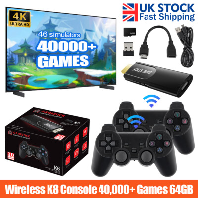 4K HD Game Stick Retro Video Game Console 40000+ Games + 2*Wireless Controller