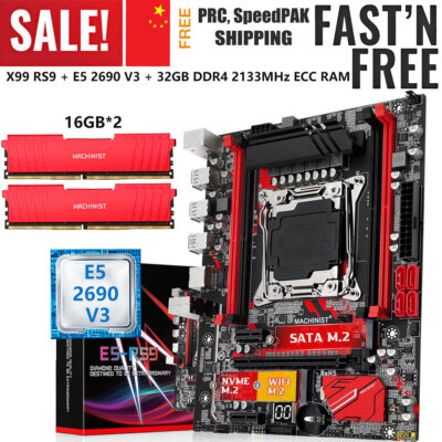 LGA 2011-3 X99 RS9 Motherboard E5 2690 V3 32G DDR4 2133MHz ECC RAM WIFI/NVME M.2