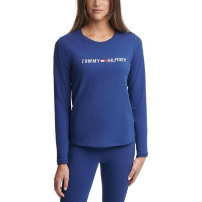 

Женская синяя футболка с круглым вырезом и длинными рукавами Tommy Hilfiger Top  BHFO 4110, Deep blue