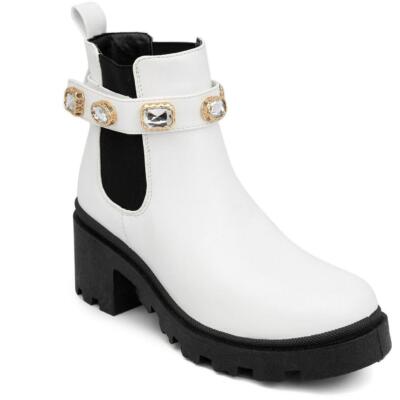 Sugar Womens Favorite  B/W Faux Leather Booties Shoes 7.5 Medium (B,M) BHFO 0536