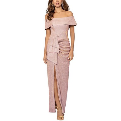 Женское розовое вечернее платье с открытыми плечами в стиле металлик от Xscape, 10 BHFO 1533