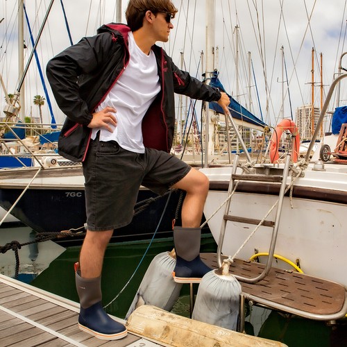 HISEA Men's Mid-Calf Deck Rain Boots Waterproof Camping Fishing Garden Mud Boots