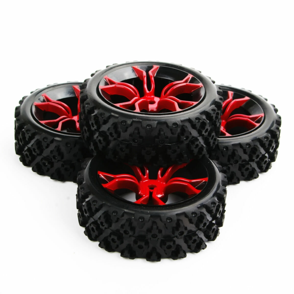 US 4x Rubber Tyre Wheel 12mm Hex Rim MPNKR For 1/10 Rally Racing Off Road RC Car
