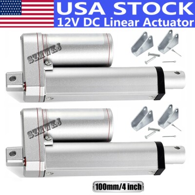 Set of 2 4'' Stroke Linear Actuators W/ Brackets 330lbs Lift 5.7mm/s 12V DC Motor