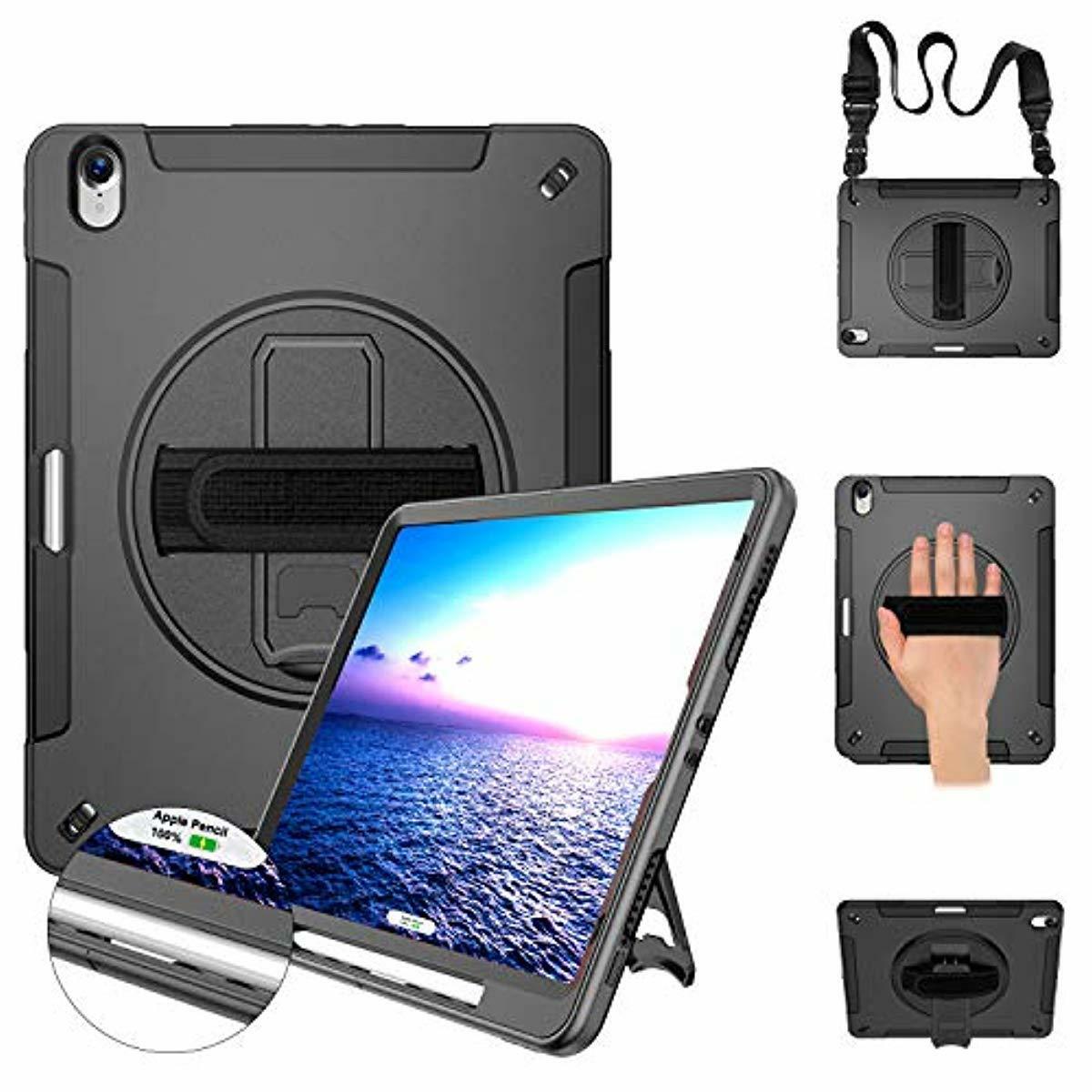 Miesherk iPad Pro 12.9 Case 2018 Heavy Duty Case with Stand+Hand Strap