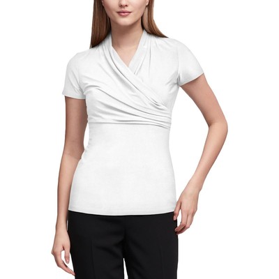 Женская белая блузка-пуловер с оборками из искусственной кожи DKNY, топ XS BHFO 0494