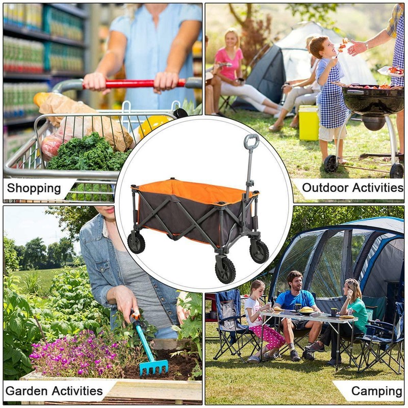 PORTAL Collapsible Folding Utility Wagon Quad Compact Outdoor Garden Camping Car