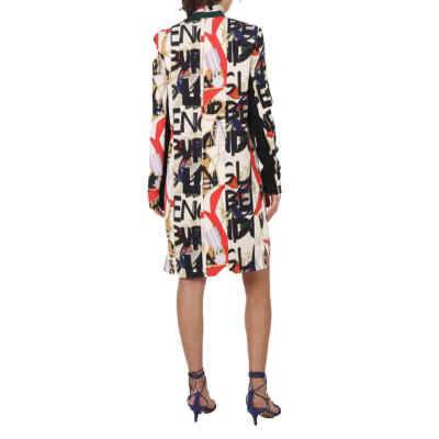 Pre-owned Burberry Graffiti Archive Silk And Wool Dress In Gray