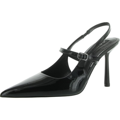 Aqua Womens Islen Black Patent Slingback Heels Shoes 9.5 Medium (B,M) BHFO 6419