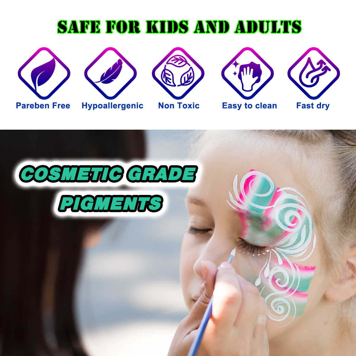 Professional Face Paint kits Sensitive Skin Face Painting set for Kids Stencils