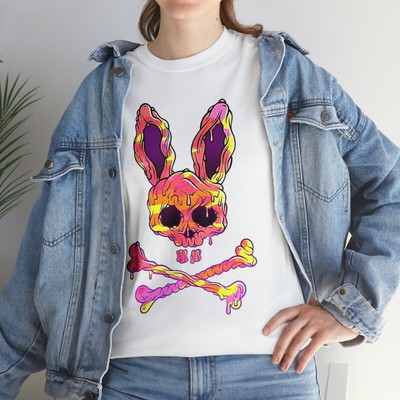 Fashion Novelty Rabbit T Shirt Psychedelic Style  Bunny Psycho Tee Bunnies