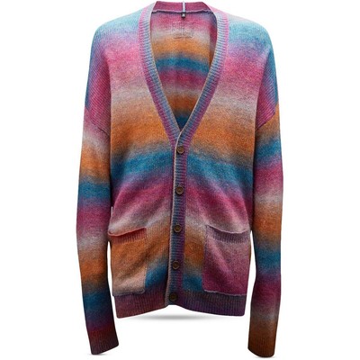 

MCQ Женский розовый разноцветный кардиган в рубчик на пуговицах, топ  BHFO 6541, Multi color