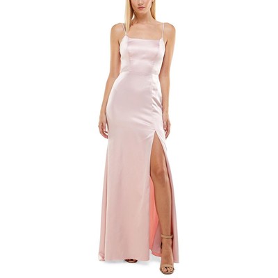 

Женское розовое атласное вечернее платье с овальным вырезом B. Darlin, юниорское платье  BHFO 4773, Rose champagne