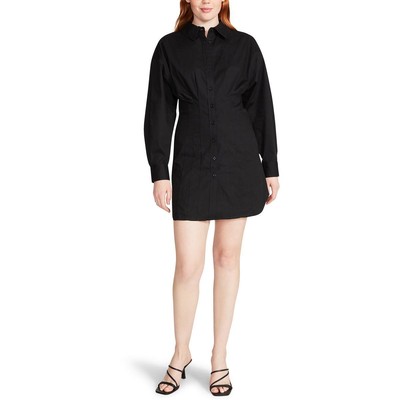 Женская черная рубашка с отложным воротником и застежкой на пуговицы Steve Madden Womens XS BHFO 0035
