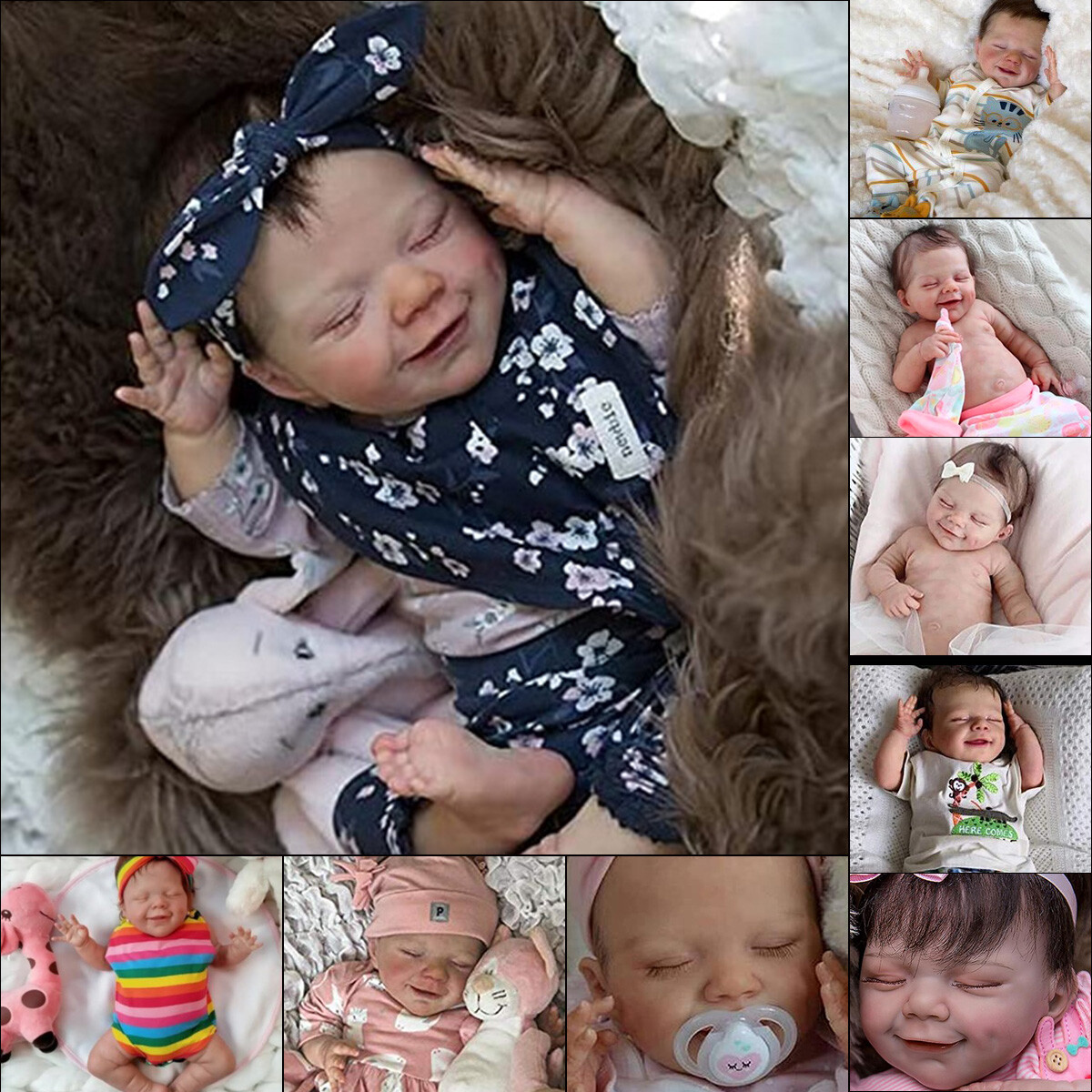 19in Lifelike Newborn Silicone Vinyl Reborn Baby Doll Handma
