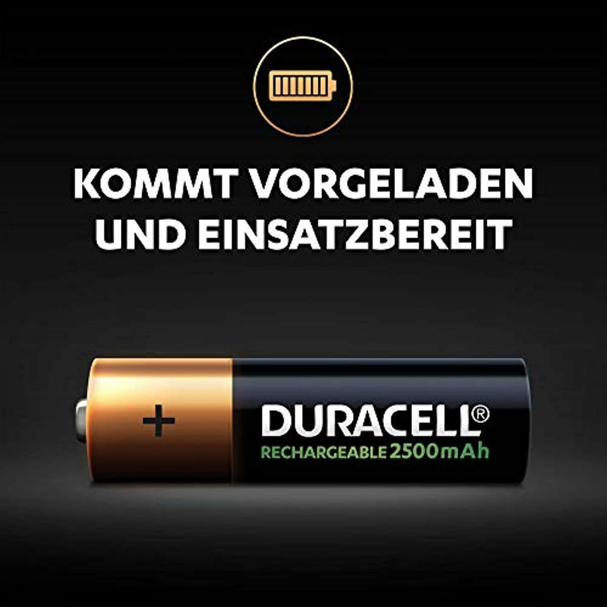 Duracell Rechargeable AA 2500 mAh Mignon Akku Batterien HR6, 8er Pack [ exclusiv