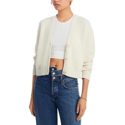 Aqua Cashmere Womens Ivory Cashmere Button Down Cardigan Sweater S BHFO 8902