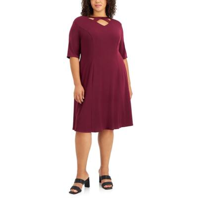 

Женское деловое платье миди трапециевидной формы London Times с лямкой на шее плюс BHFO 2151, Port wine