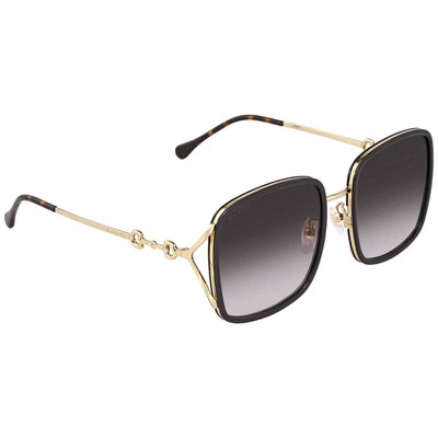 Pre-owned Gucci Grey Square Ladies Sunglasses Gg1016sk 001 58 Gg1016sk 001 58 In Gray
