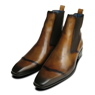 EXCEED SHOES HELLBRAUNES LEDER BISON CHELSEA STIEFEL VON EXCEED