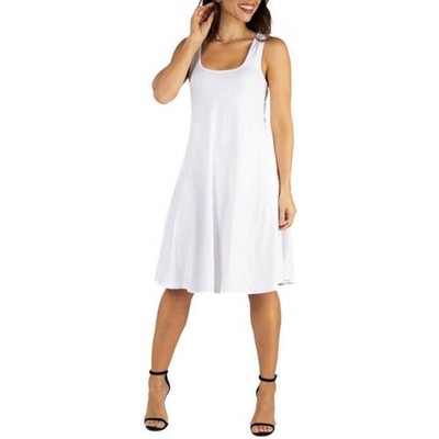 24seven Comfort Apparel Женское белое однотонное платье-туника с круглым вырезом горловины L BHFO 4246