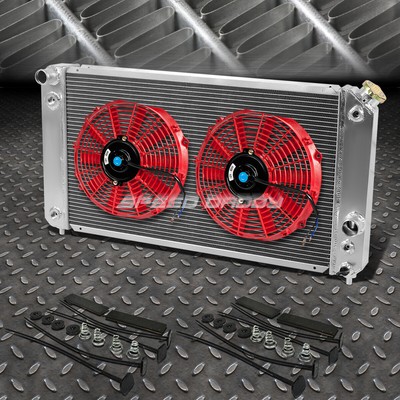 3-ROW ALUMINUM RADIATOR+2X 12FAN RED FOR 96-05 S10 BLAZER JIMMY SONOMA 4.3