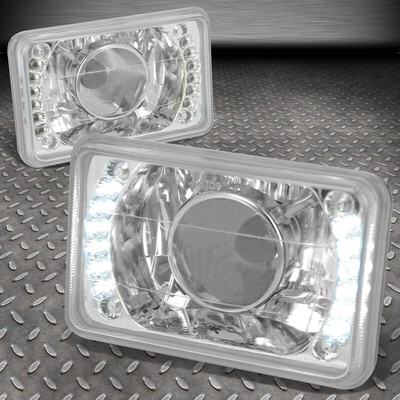 ДЛЯ CADILAC/GMC/BUICK/GMC 4X6 4656 КВАДРАТНЫХ ХРОМИРОВАННЫХ ПРОЕКТОРНЫХ СВЕТОДИОДНЫХ ФАР + ЛАМПА НАКАЛИВАНИЯ H4