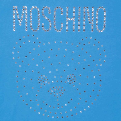 Pre-owned Moschino Blue Crystal Teddy Bear Oversize Cotton T-shirt