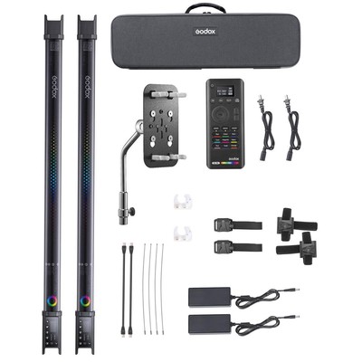 Комплект из 2 ламп Godox TL60 RGB Tube Light с кронштейном для 2 ламп на гибкой стойке #GOTL602K1