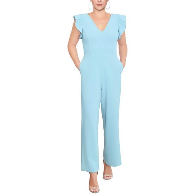 Женский синий укороченный комбинезон с оборками и V-образным вырезом Rachel Rachel Roy, M BHFO 8132