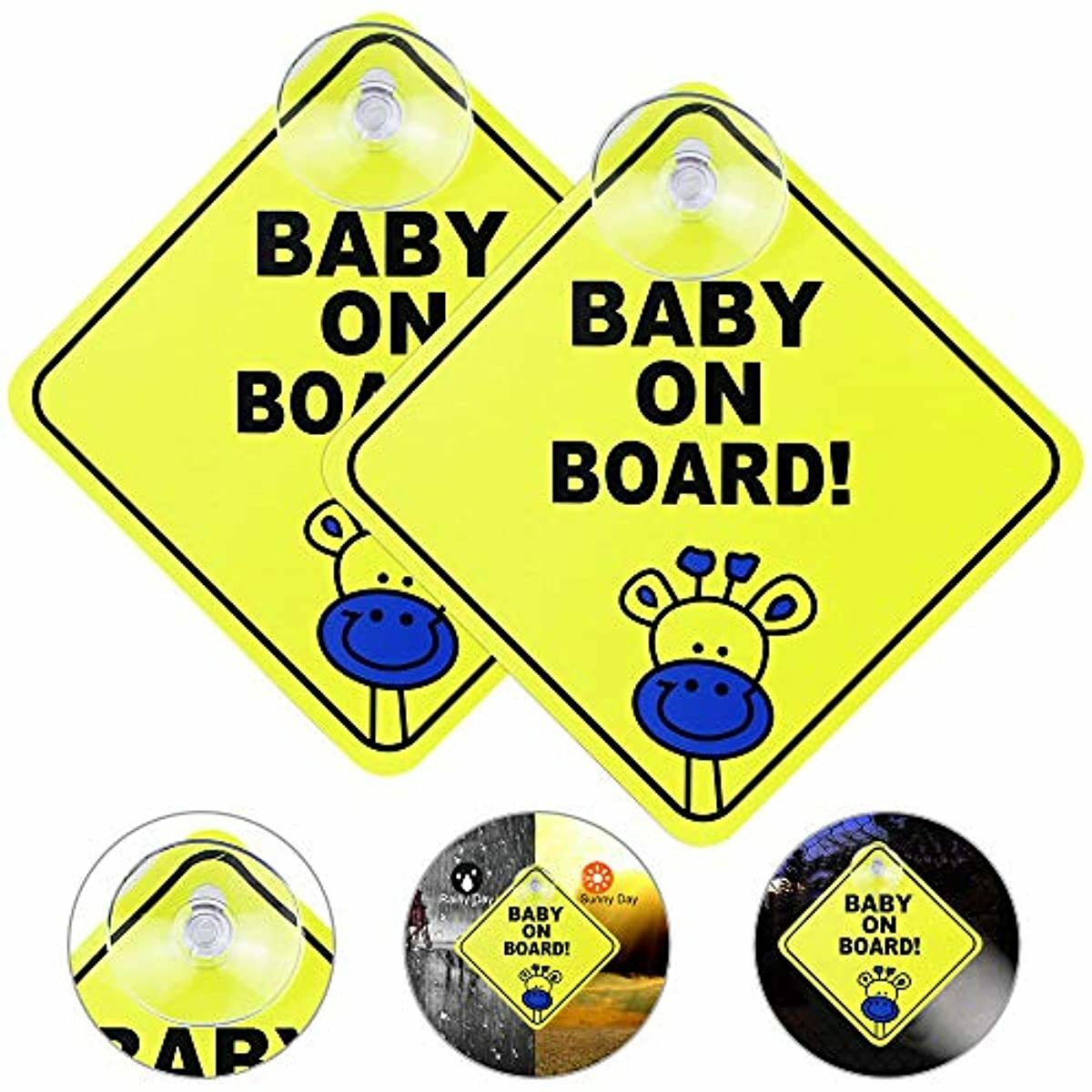 Emageren 2 Pcs Bebe A Bord En Plastique Voiture Ventouse Reflechissante 12 Ebay