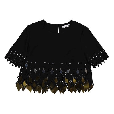 Pre-owned Rabanne Ladies Black Embellished Crop Top