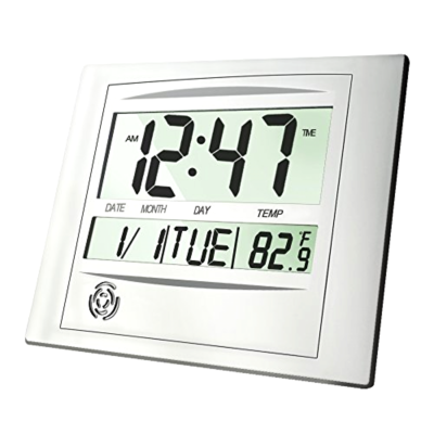 Heqiao Digital Wall Clock 12 Inch Brushed Aluminum Decorative