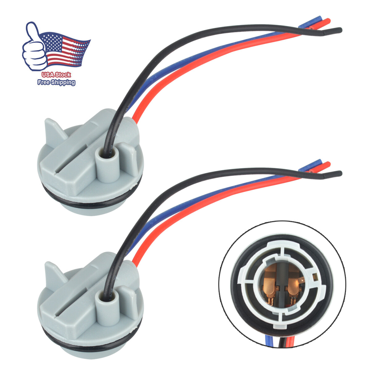 2Pcs 1157 2357 LED Bulb Socket Stop Brake Turn Light Harness Wire Pig Tail Plug*