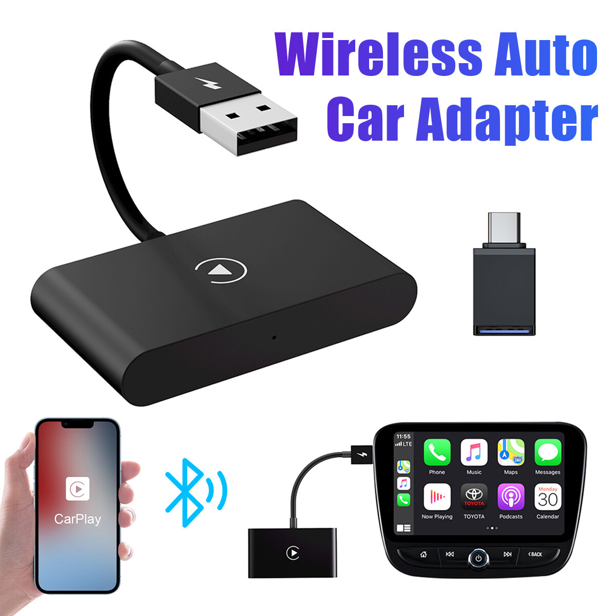 Wireless Carplay Adapter Dongle USB Play for iPhone IOS Car 