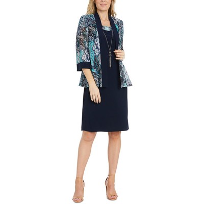 R&M Richards Womens Navy Semi-Formal Shift Dress Petites 10P BHFO 0289