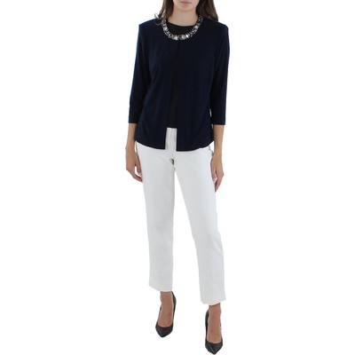 

Женский трикотажный блейзер без воротника с украшением Alex Evenings BHFO 5069, Navy