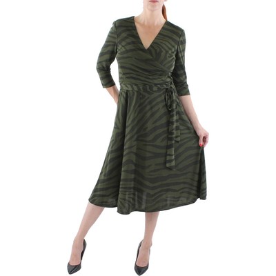 

Женское платье миди из телячьей кожи с принтом Lauren Ralph Lauren BHFO 8792, Farm olive