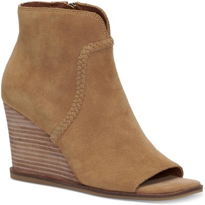 

Lucky Brand Женские замшевые повседневные ботильоны с открытым носком Lureli BHFO 7089, Distressed natural oiled suede, Lureli