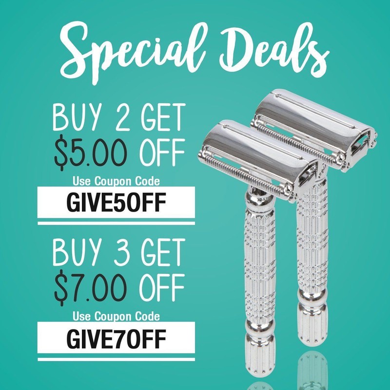NEW Butterfly Double Edge Single Blade Safety Razor Kit 4 Men by Bigfoot Shaves
