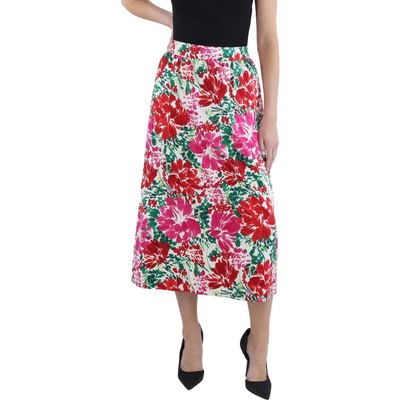 Vineyard Vines Womens Red Floral Print Elastic Waist A-Line Skirt L BHFO 4346