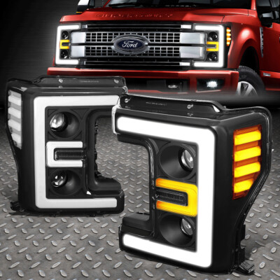 [LED DRL] ДЛЯ 17-19 ФАР FORD F250-F550 SD С ДВУМЯ ПРОЕКТОРАМИ, ЧЕРНЫЕ/ПРОЗРАЧНЫЕ