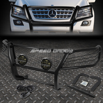 ЧЕРНАЯ ЗАЩИТНАЯ РЕШЕТКА РАДИАТОРА + КРУГЛАЯ ДЫМЧАТАЯ ПРОТИВОТУМАННАЯ ФАРА ДЛЯ MERCEDES W164 M-CLASS 06-11