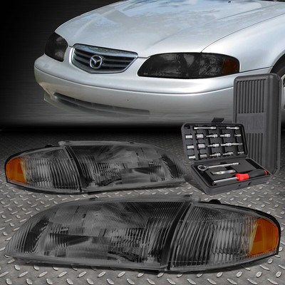 ДЛЯ 98-99 MAZDA 626 ДЫМЧАТЫЙ КОРПУС, ЯНТАРНЫЕ УГЛОВЫЕ ФАРЫ ГОЛОВНОГО СВЕТА + НАБОР ИНСТРУМЕНТОВ