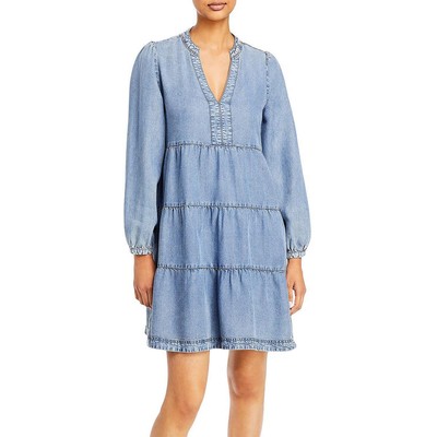 

Женское джинсовое платье Babydoll Aqua из тенселя с V-образным вырезом BHFO 7426, Malibu